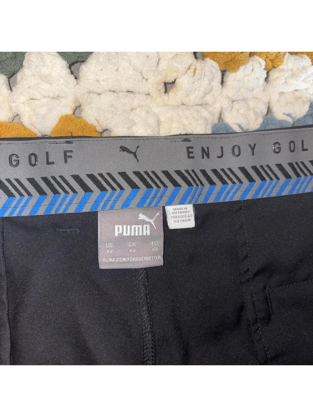 Puma Enjoy Golf Non Slip Waistband Black Stretch Golf or casual Shorts Size 42 - Picture 2 of 6